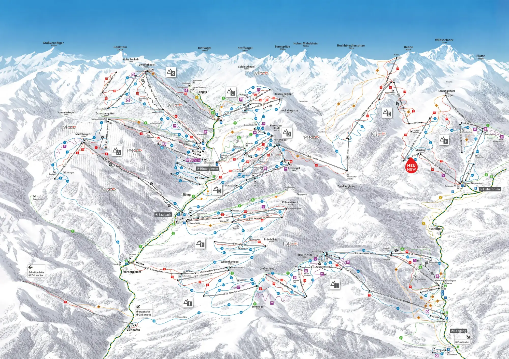 Saalbach-Hinterglemm-Leogang-Fieberbrunn: 270 km piste